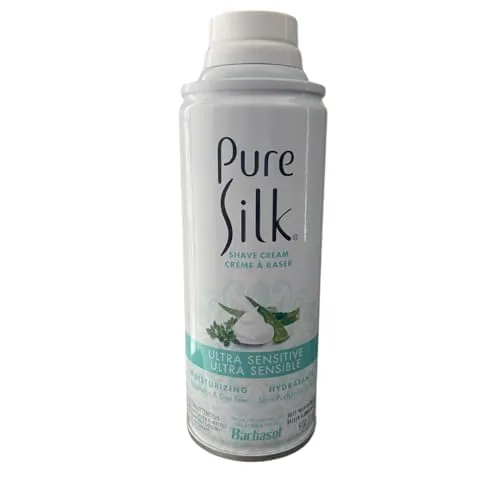 Pure Silk Ultra Sensitive Moisturizing Shave Cream, Fragrance & Dye Free, with Aloe and Willow Bark