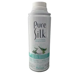Pure Silk Ultra Sensitive Moisturizing Shave Cream, Fragrance & Dye Free, with Aloe and Willow Bark