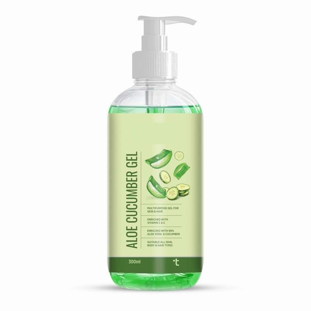 Pure Aloe Vera Cucumber Gel For Face, S.kin & Hair With Cucumber Extract | Refreshing & Glowing Skin | All Skin Type | For Both Men and Women | 300ml