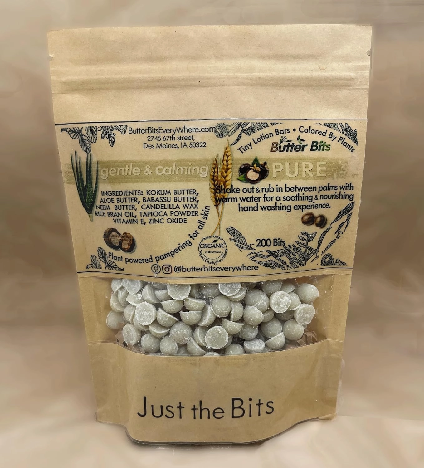 Pure Butter Bits lotion bars - Unscented & allergen-free - for extremely sensitive skin (200 JTB)