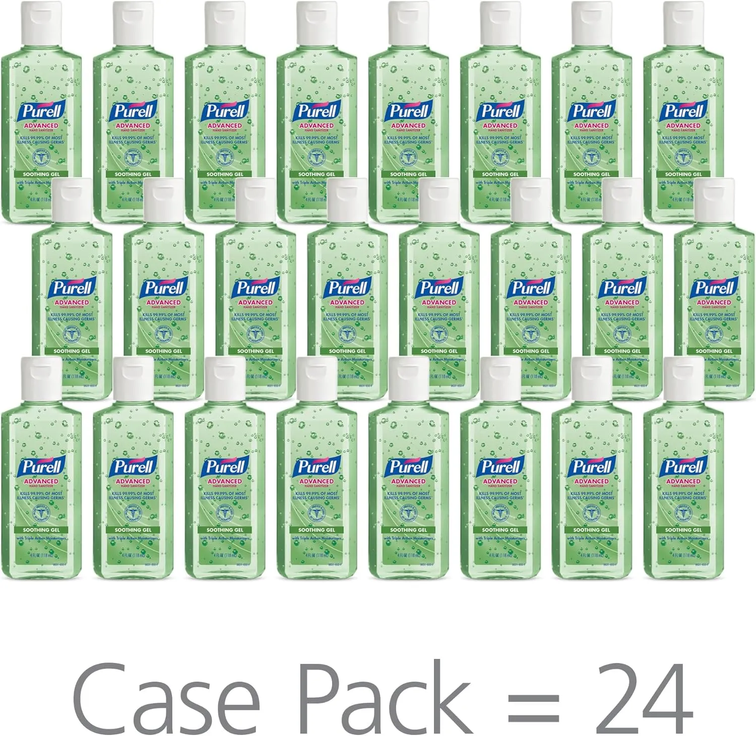PURELL Advanced Hand Sanitizer Soothing Gel, Fresh Scent, 4 fl oz Travel Size Flip Cap Bottle (Pack of 24) - 9631-24