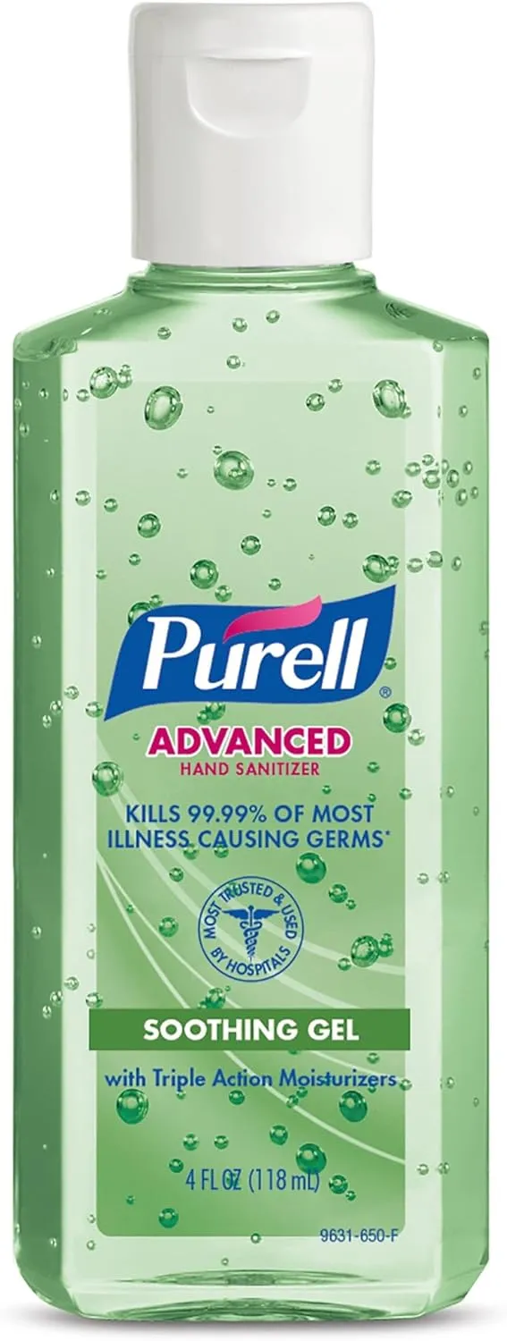 PURELL Advanced Hand Sanitizer Soothing Gel, Fresh Scent, 4 fl oz Travel Size Flip Cap Bottle (Pack of 24) - 9631-24