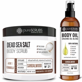 pureSCRUBS Sandalwood Body Scrub   Sandalwood Body Oil Bundle