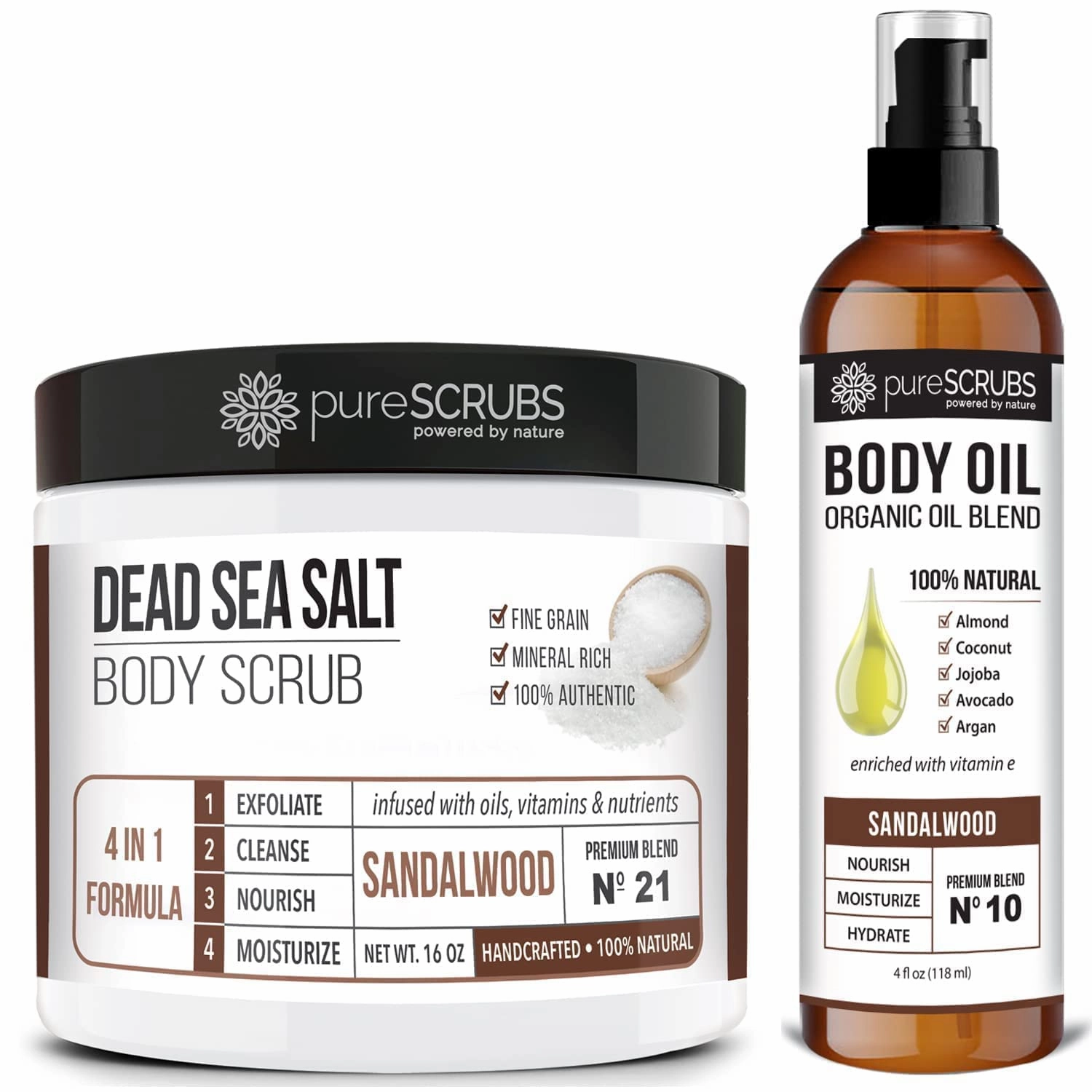 pureSCRUBS Sandalwood Body Scrub   Sandalwood Body Oil Bundle