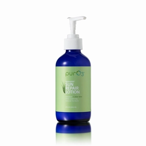 PurO3 Sun Repair Lotion – After Sun Care with Ozonated Coconut Oil & Aloe Vera – Sunburn Relief & Moisturizer for Face & Body – Cool Hydration for Sun-Damaged Skin, 8 Fl Oz Size