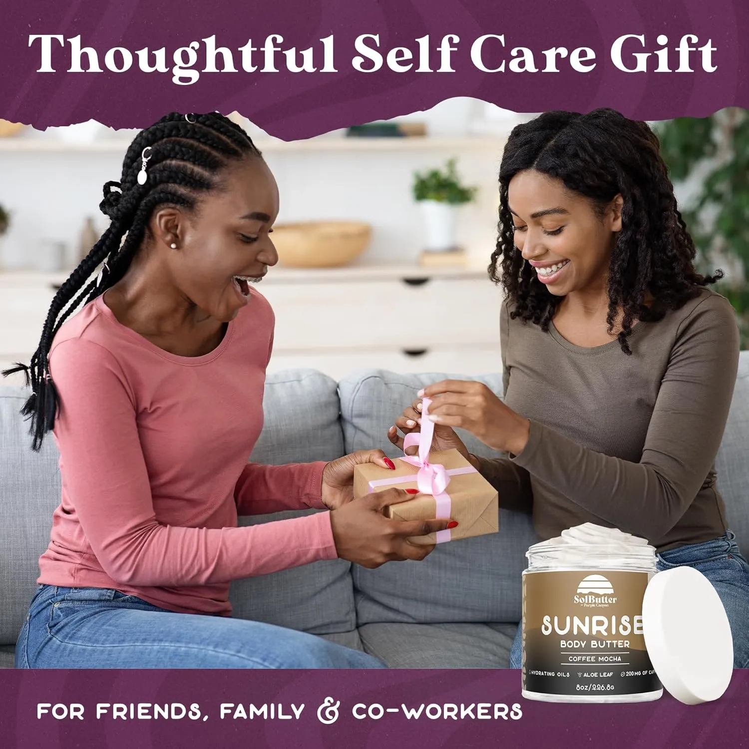 PURPLE CANYON Sunrise Whipped Body Butter 8oz | Coffee Mocha Lotion Infused with Jojoba Oil and Aloe Vera | Hydrating Skin Care Cream