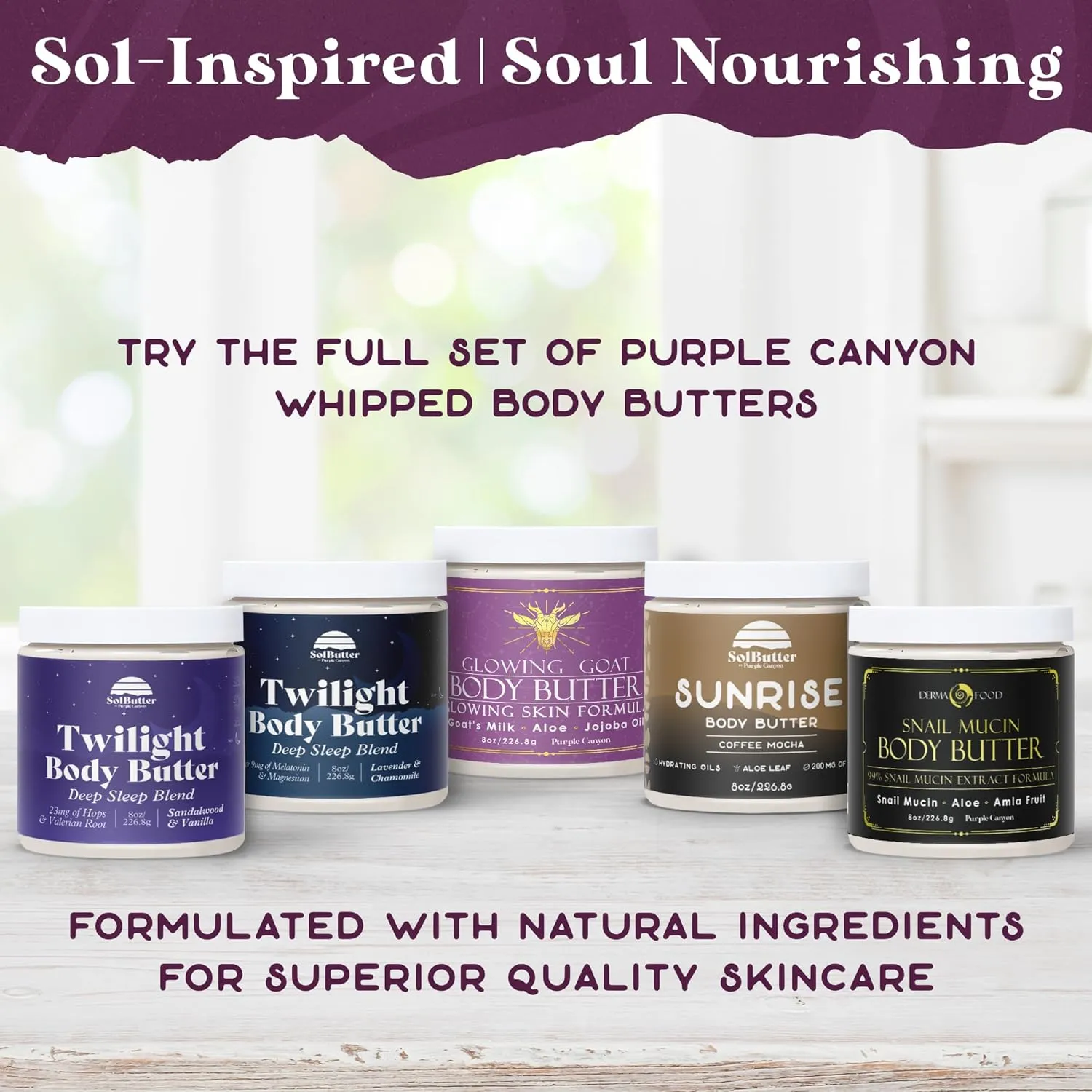PURPLE CANYON Sunrise Whipped Body Butter 8oz | Coffee Mocha Lotion Infused with Jojoba Oil and Aloe Vera | Hydrating Skin Care Cream