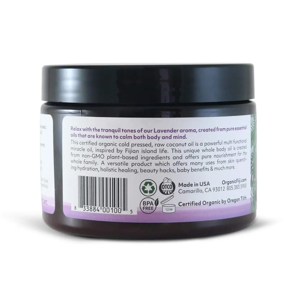 Raw Cold Pressed Coconut Oil for Hair, Skin, Face & Body | Relaxing Massage Oil | Lavender,12 oz for Women Men & Baby