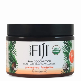Raw Cold Pressed Coconut Oil for Hair, Skin, Face & Body | Relaxing Massage Oil | Lemongrass Tangerine,12 oz for Women Men & Baby