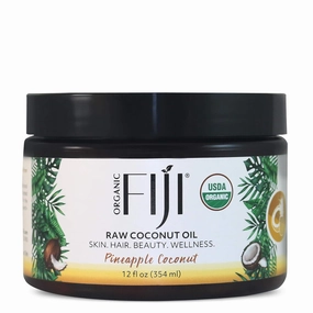Raw Cold Pressed Coconut Oil for Hair, Skin, Face & Body | Relaxing Massage Oil | Pineapple Coconut,12 oz for Women Men & Baby