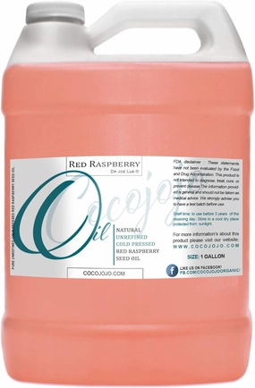 Red Raspberry Seed Oil 128 oz Pure Natural Cold Pressed Unrefined Extra Virgin 1 Gallon - for Hair Skin Body Nail and Beard - Moisturizes, Soothes, Hydrates, & Nourishes