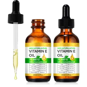 Redshine Vitamin E Oil Blend 75,000 IU-Pure Vitamin E Oil for Skin 2Pack- Face and Scars- Body Bath Oils Moisturizing Dry Skin- Easy to Absorb- 4Fl Oz