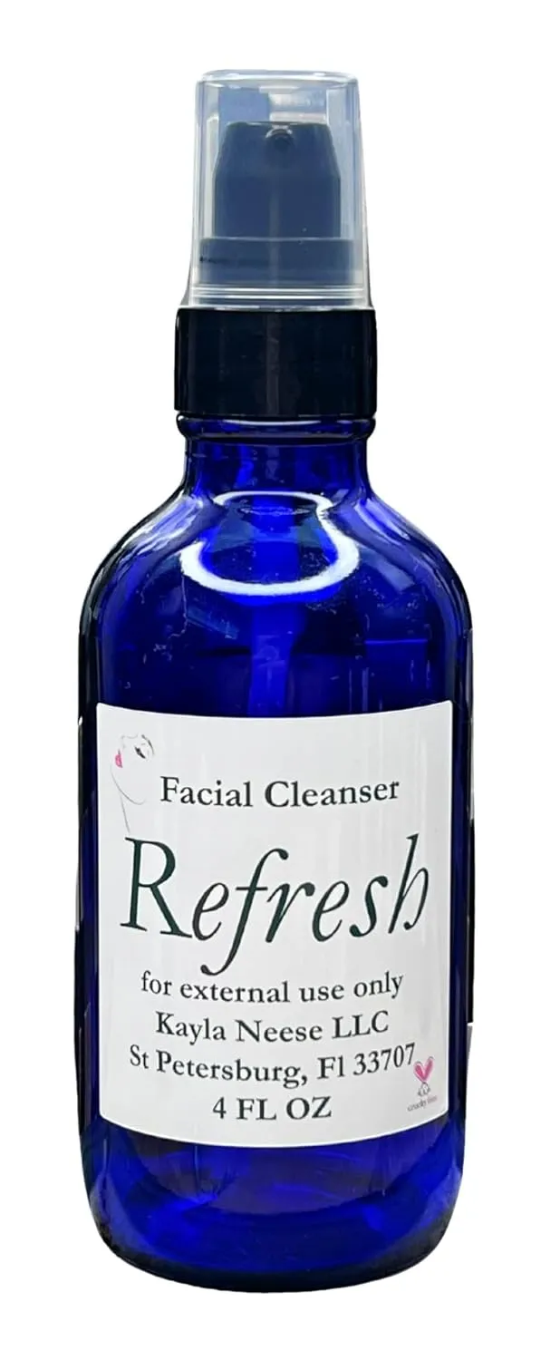 Refresh Natural Facial Cleanser, 4 FL OZ, Vegan Formula with Organic Oils, Paraben Free