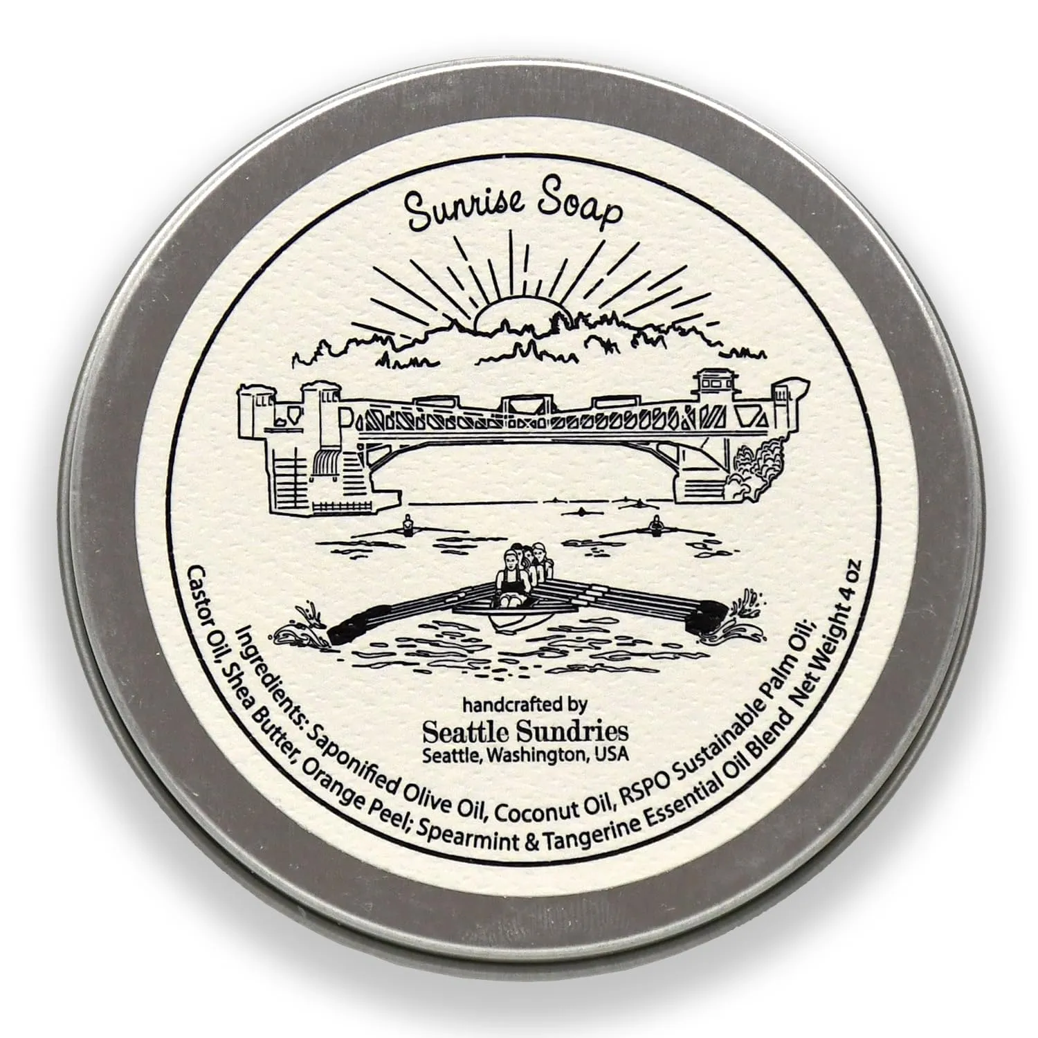 Refreshing Citrus Mint Soap for Women & Men - 3x (4oz) Moisturizing Shea Butter Bar Soap in a Low Waste Travel Tin - Rowing Coach Gift Set Pack