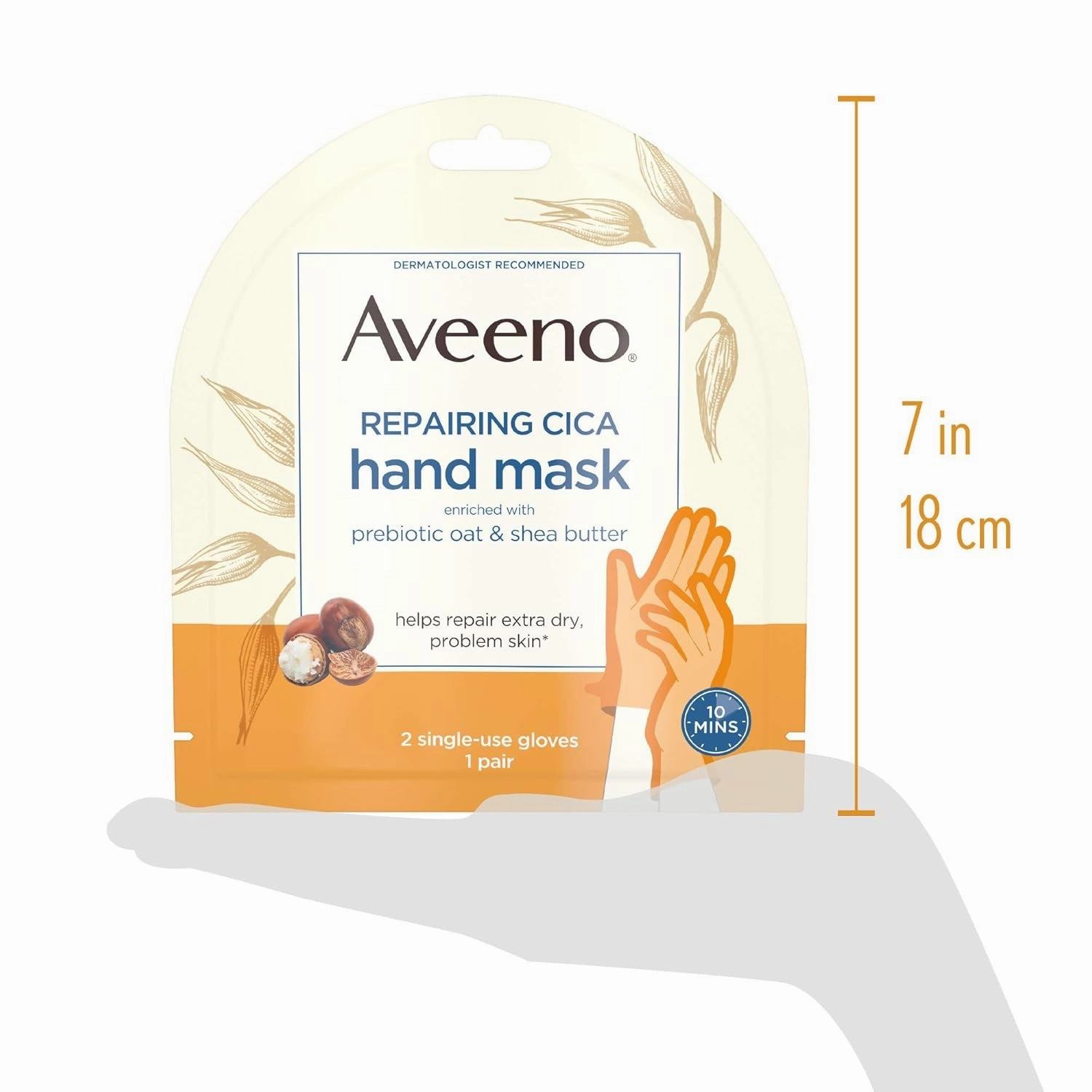 Repairing Cica Hand Mask with Prebiotic Oat and Shea Butter, 6 Count