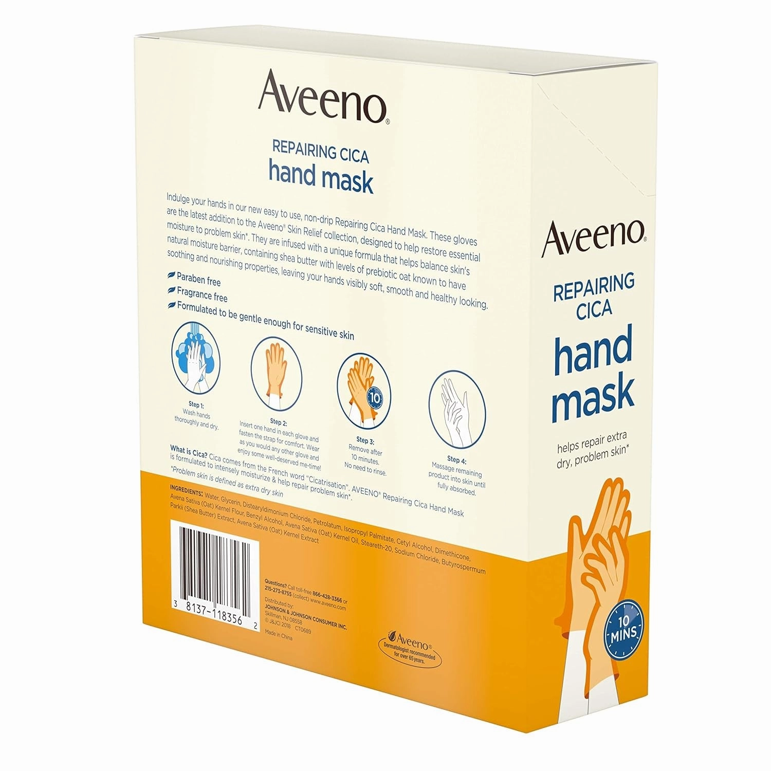 Repairing Cica Hand Mask with Prebiotic Oat and Shea Butter, 6 Count