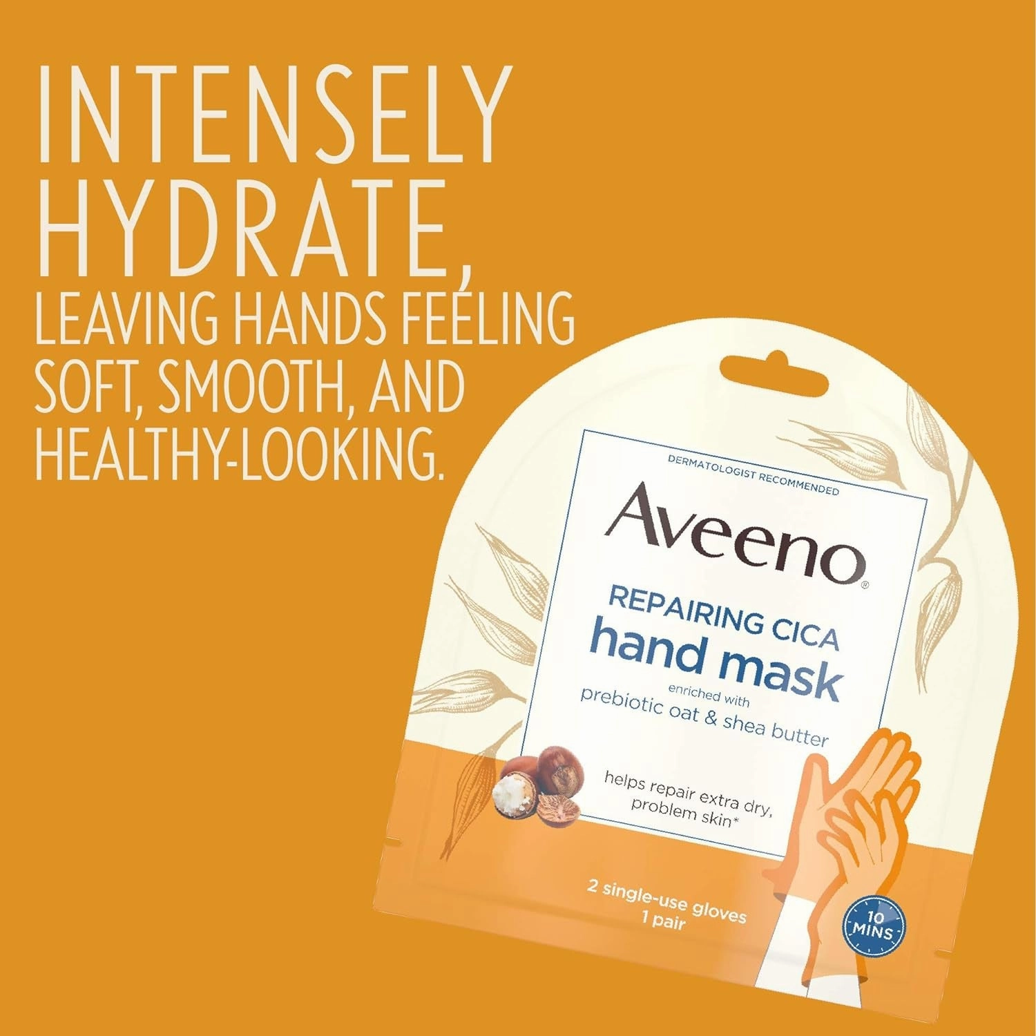 Repairing Cica Hand Mask with Prebiotic Oat and Shea Butter, 6 Count