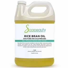 RICE BRAN OIL Cold Pressed Unrefined | 100% Natural Available in Bulk | Carrier for Essential Oils, Face, Skin, Hair Moisturizer, Soap Making | (7 LBS)