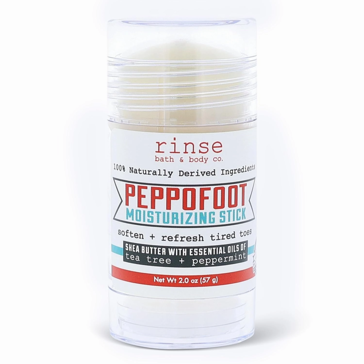 Rinse Bath & Body Peppofoot Heel Balm Stick - Handmade Heel Balm for Dry Cracked Feet with Peppermint and Tea Tree Oils | Ultra Moisturizing | No Mess Cracked Heel Stick | All Natural | 2oz