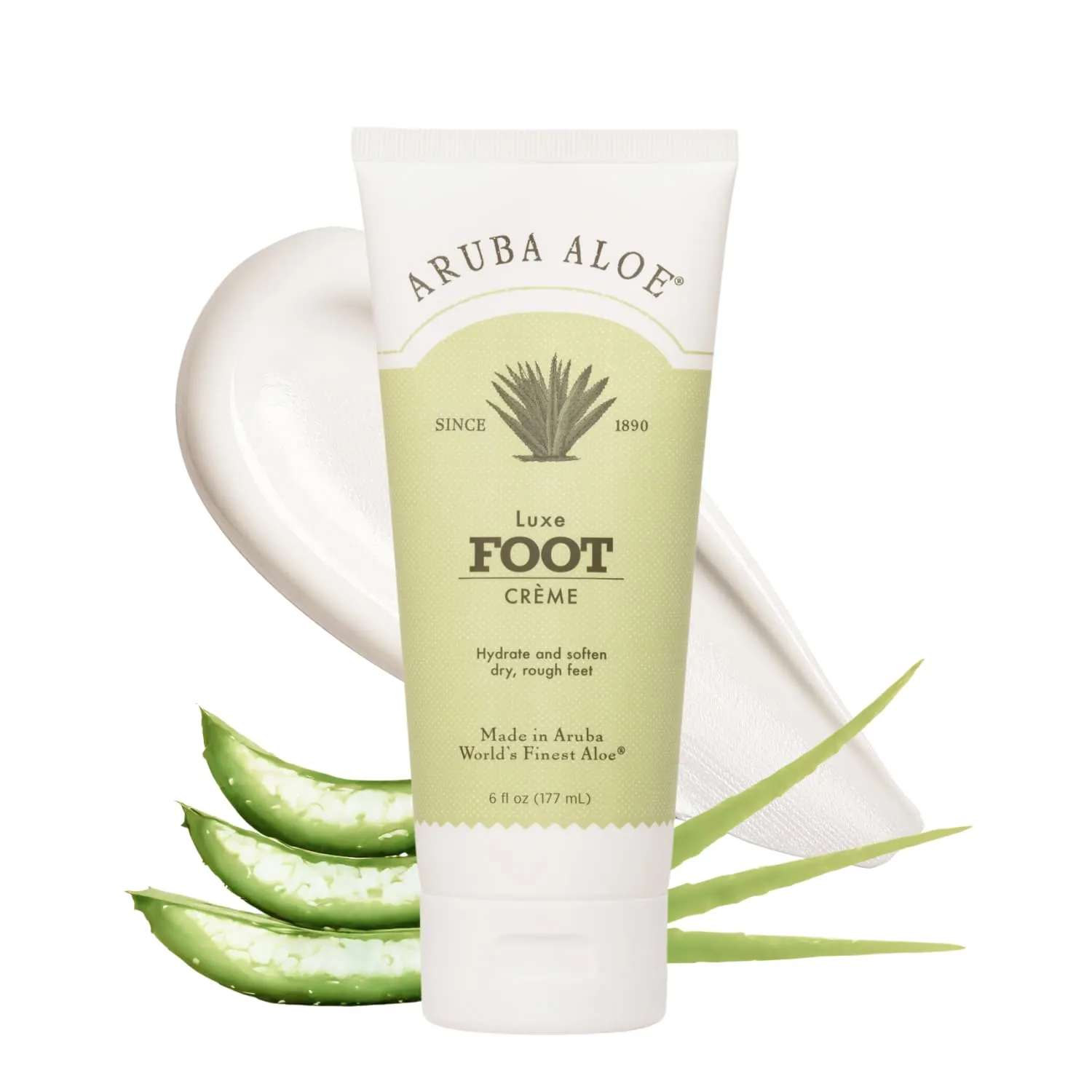 Royal Aruba Aloe Luxe Foot Cream - Nourishing and Hydrating Formula with Minty Scent - 6 Oz tube
