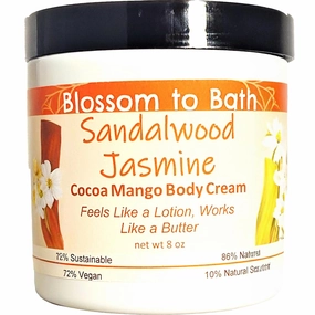 Sandalwood Jasmine Cocoa Mango Body Cream (8 Ounce) - Natural Fragrance - Feels Like A Lotion And Works Like A Butter with a Stirring Earthy Floral Scent