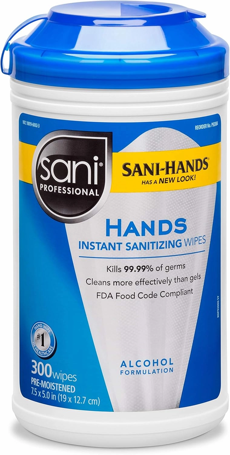 Sani-Hands Instant Hand Sanitizing Wipe, 7.50" x 5.50", White 300 Count