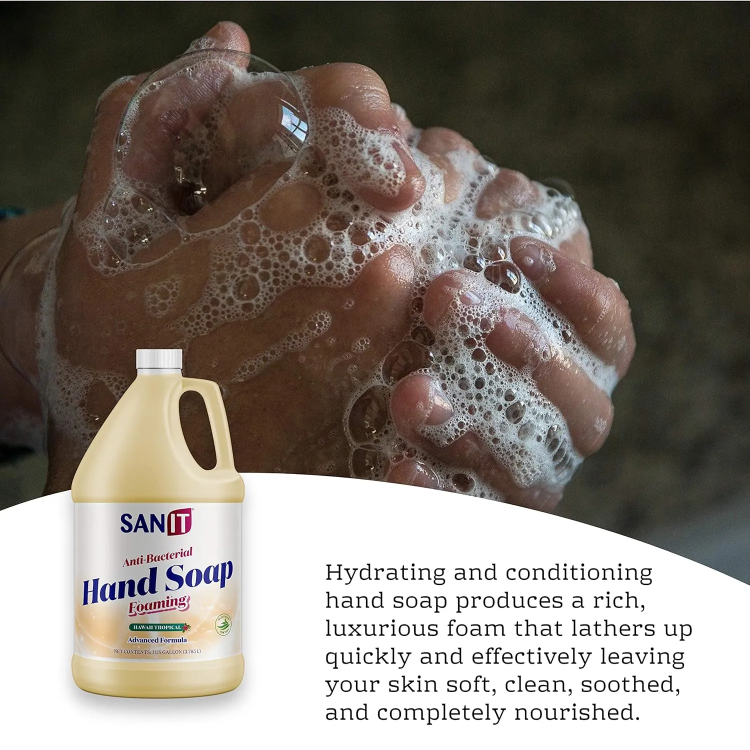 Sanit Antibacterial Foaming Hand Soap Refill - Advanced Formula with Aloe Vera and Moisturizers - All-Natural Moisturizing Hand Wash - Made in USA, Hawaii Tropical, 1 Gallon
