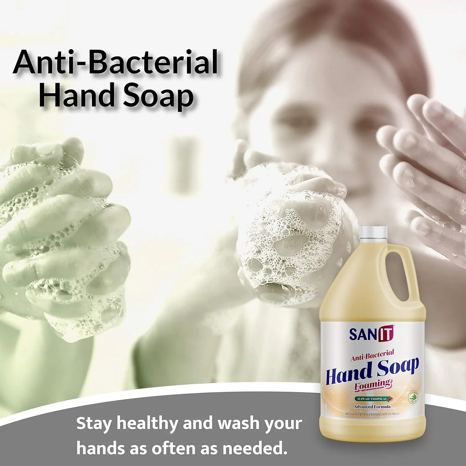 Sanit Antibacterial Foaming Hand Soap Refill - Advanced Formula with Aloe Vera and Moisturizers - All-Natural Moisturizing Hand Wash - Made in USA, Hawaii Tropical, 1 Gallon