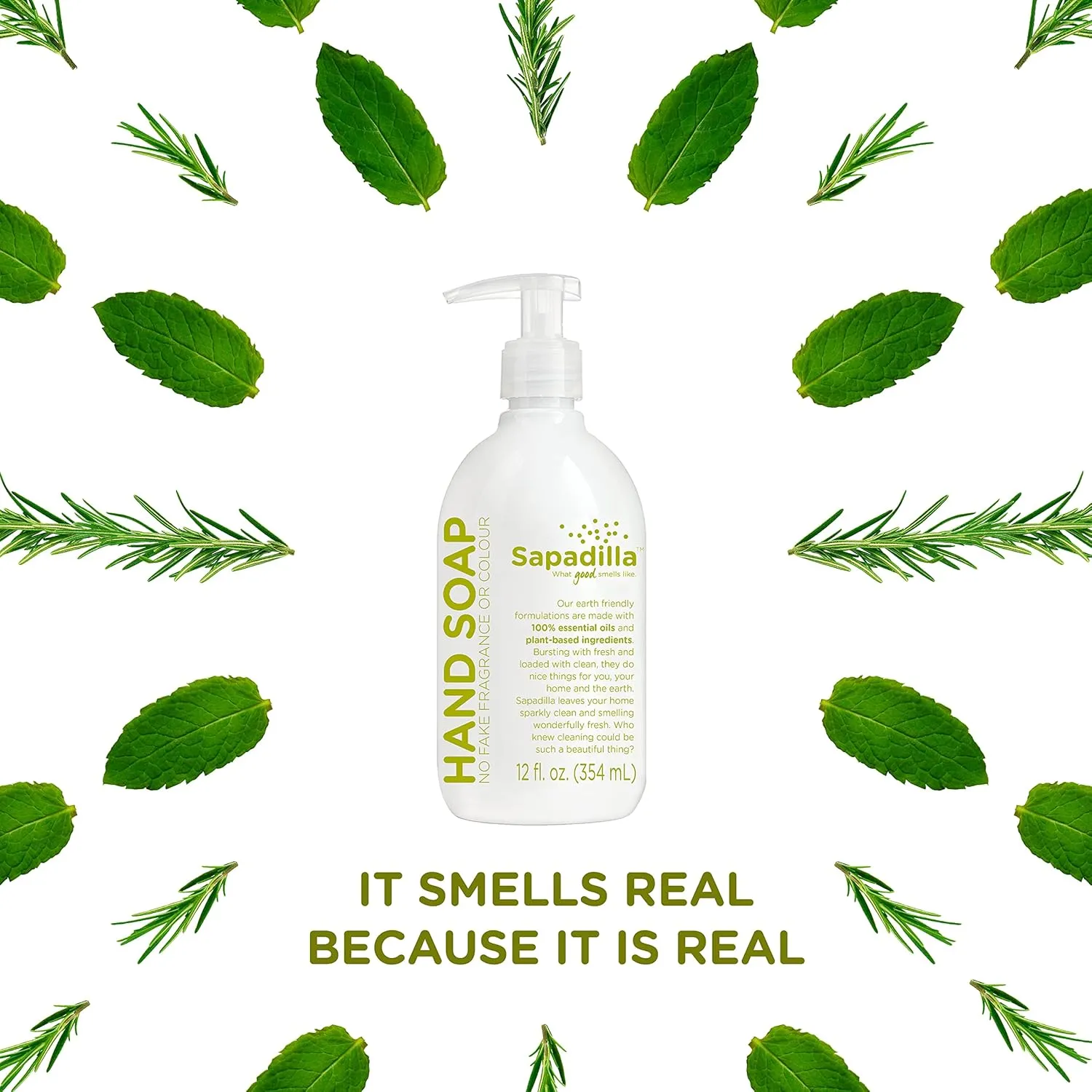 Sapadilla Liquid Hand Soap - Rosemary   Peppermint - Made with 100% Pure Essential Oil Blends, Cleansing & Moisturizing, Aromatic & Fragrant Hand Soap, Plant Based, Biodegradable, 12 Ounce (Pack of 3)