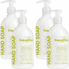 Sapadilla Liquid Hand Soap - Rosemary   Peppermint - Made with 100% Pure Essential Oil Blends, Cleansing & Moisturizing, Aromatic & Fragrant Hand Soap, Plant Based, Biodegradable, 12 Ounce (Pack of 4)