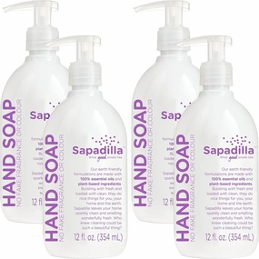 Sapadilla Liquid Hand Soap - Sweet Lavender   Lime - Made with 100% Pure Essential Oil Blends, Cleansing & Moisturizing, Aromatic & Fragrant Hand Soap, Plant Based, Biodegradable, 12 Ounce (Pack of 4)