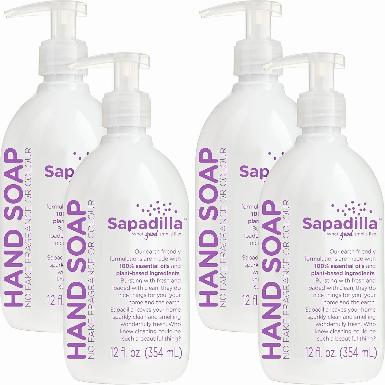 Sapadilla Liquid Hand Soap - Sweet Lavender   Lime - Made with 100% Pure Essential Oil Blends, Cleansing & Moisturizing, Aromatic & Fragrant Hand Soap, Plant Based, Biodegradable, 12 Ounce (Pack of 4)