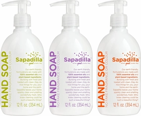 Sapadilla Liquid Hand Soap - Three Scent Variety - Made with 100% Pure Essential Oil Blends, Cleansing & Moisturizing, Aromatic & Fragrant Hand Soap, Plant Based, Biodegradable, 12 Ounce, (Pack of 3)
