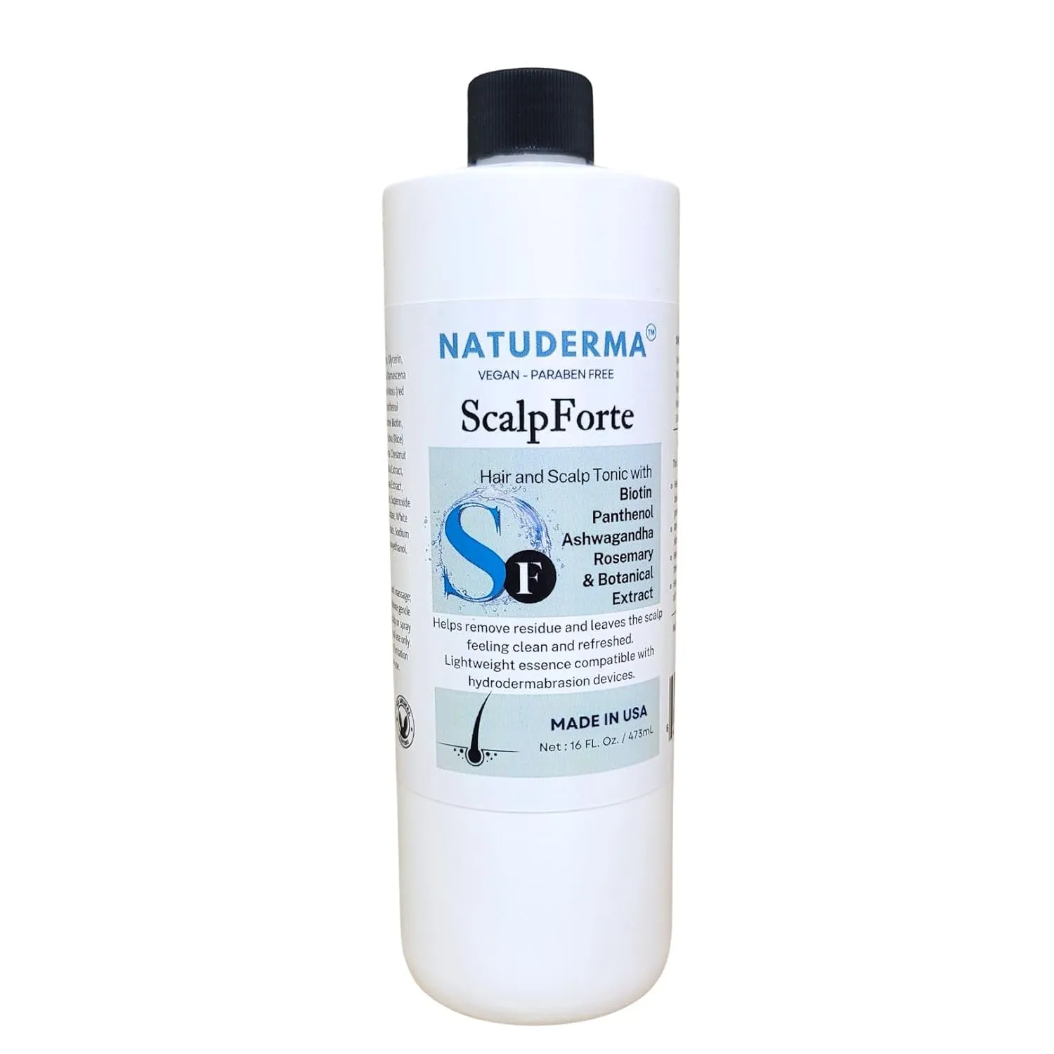 Scalpforte Hair and Scalp Tonic with Biotin & Panthenol for Thicker-Looking Hair, Serum for Hydrodermabrasion Machine to Cleanse, Hydrate and Moisturize the Scalp (16 Oz)