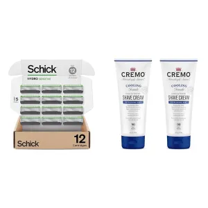 Schick Hydro Sensitive 12 Count Razor Refills and Cremo Cooling Shave Cream 2 Pack