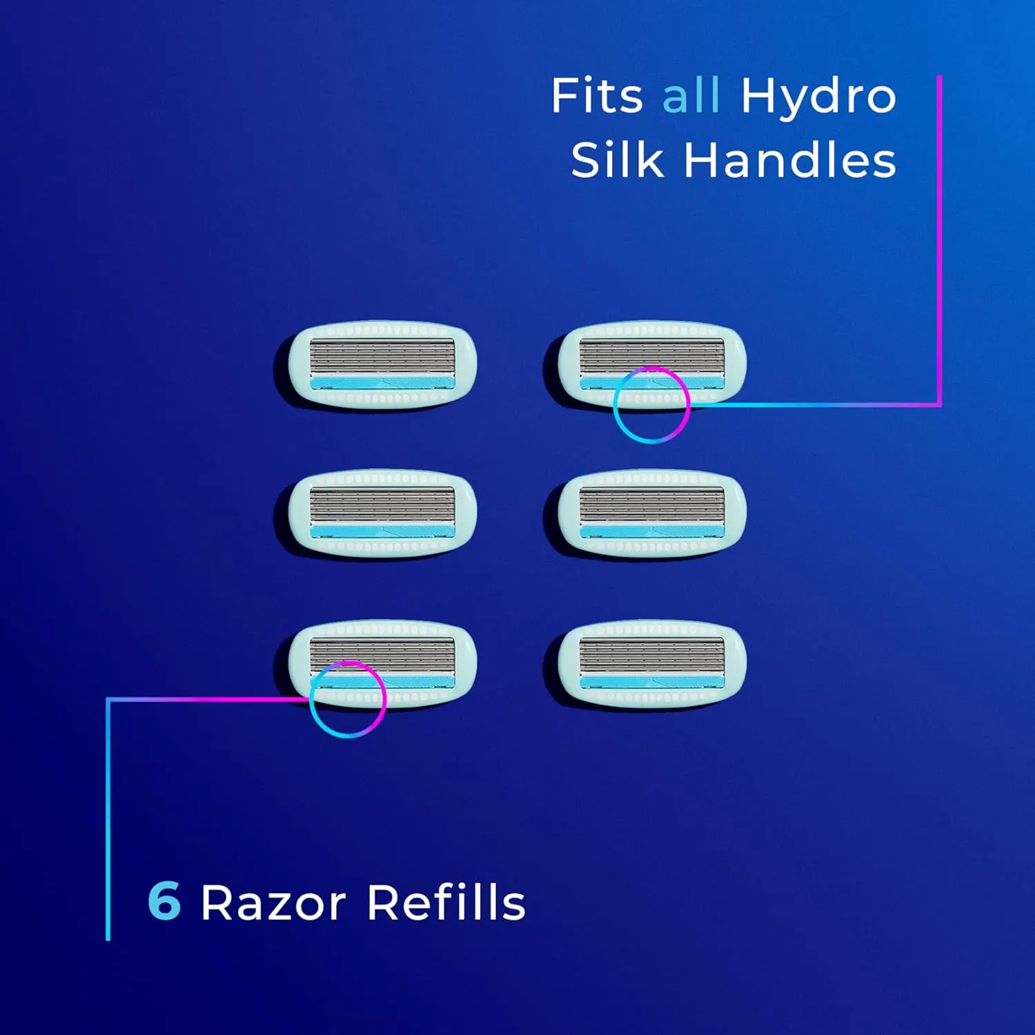 Schick Hydro Silk Sensitive Razor Blade Refills, 6 Count | 5-Blade Sensitive Skin Razors for Women | Womens Razor Refills for Sensitive Skin