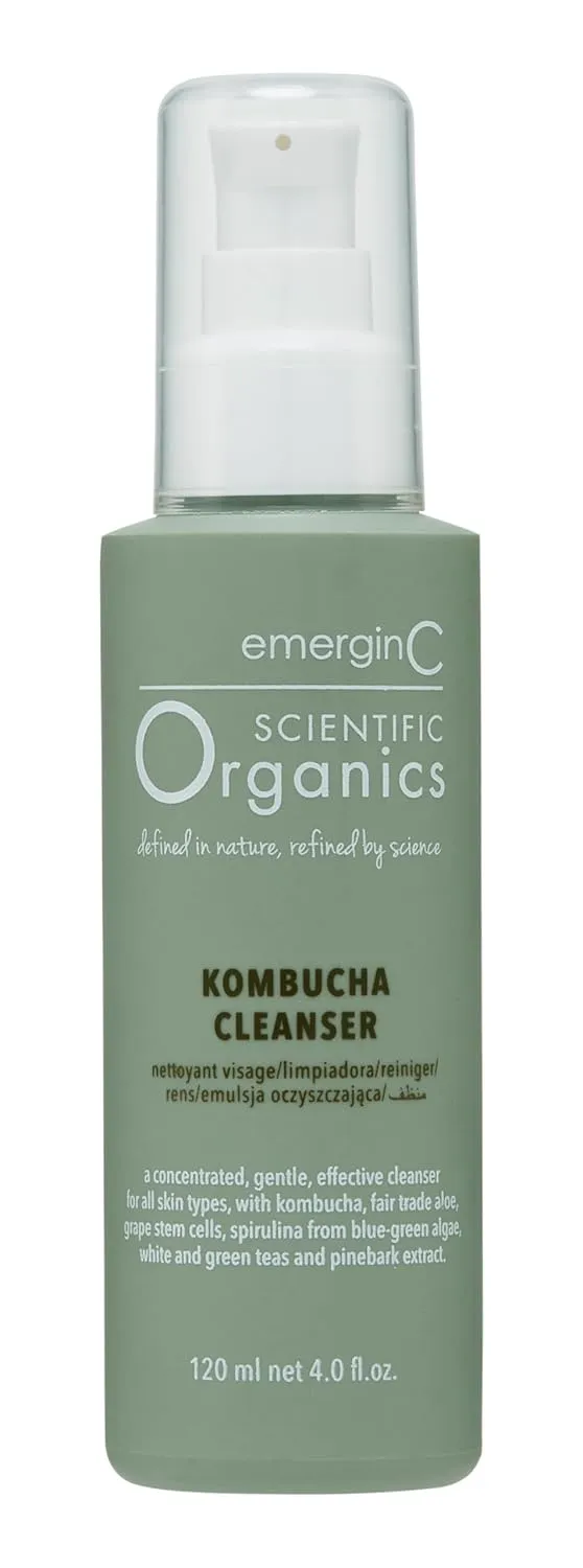 Scientific Organics Kombucha Cleanser - Nutrient Powerhouse Face Wash with Aloe Vera   Plant Stem Cells to Help Visibly Improve Skin Tone   Texture (4 oz, 120 ml)