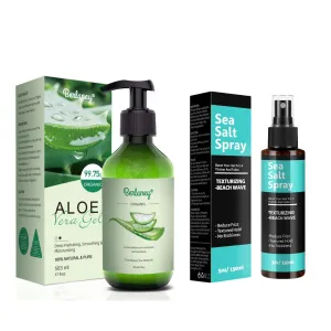 Sea Salt Spray for Hair Men and Women 5 fl oz   Aloe Vera Gel 17oz for Face and Body & Hair