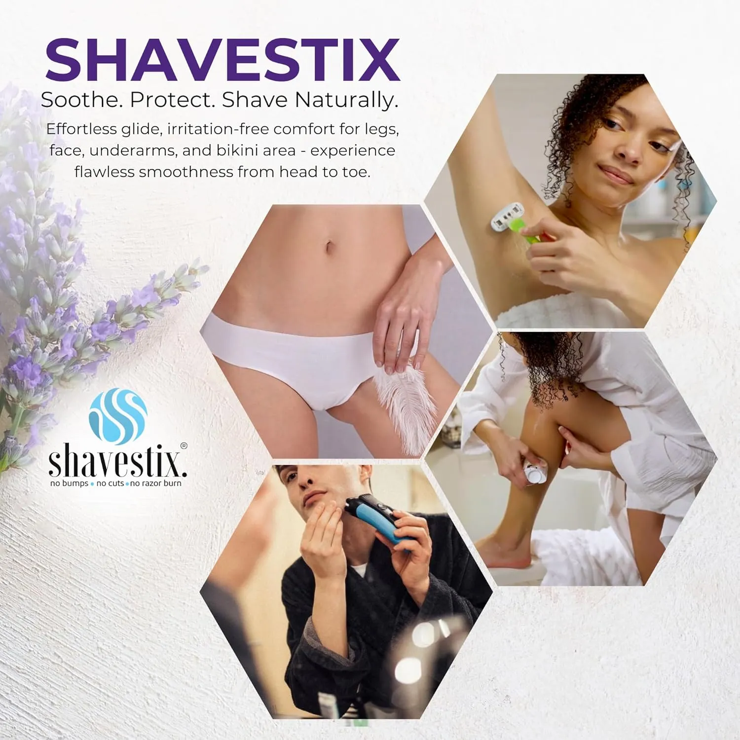 Shavestix Ultra Moisturizing Travel Size Body Shave Stick 2.75 Oz | Lavender & Sea Salt Scented Shaver Friendly Hair Removal Cream Bar Sub Shave Gel, Shaving Cream For Women| Avert Razor Bumps, Burn