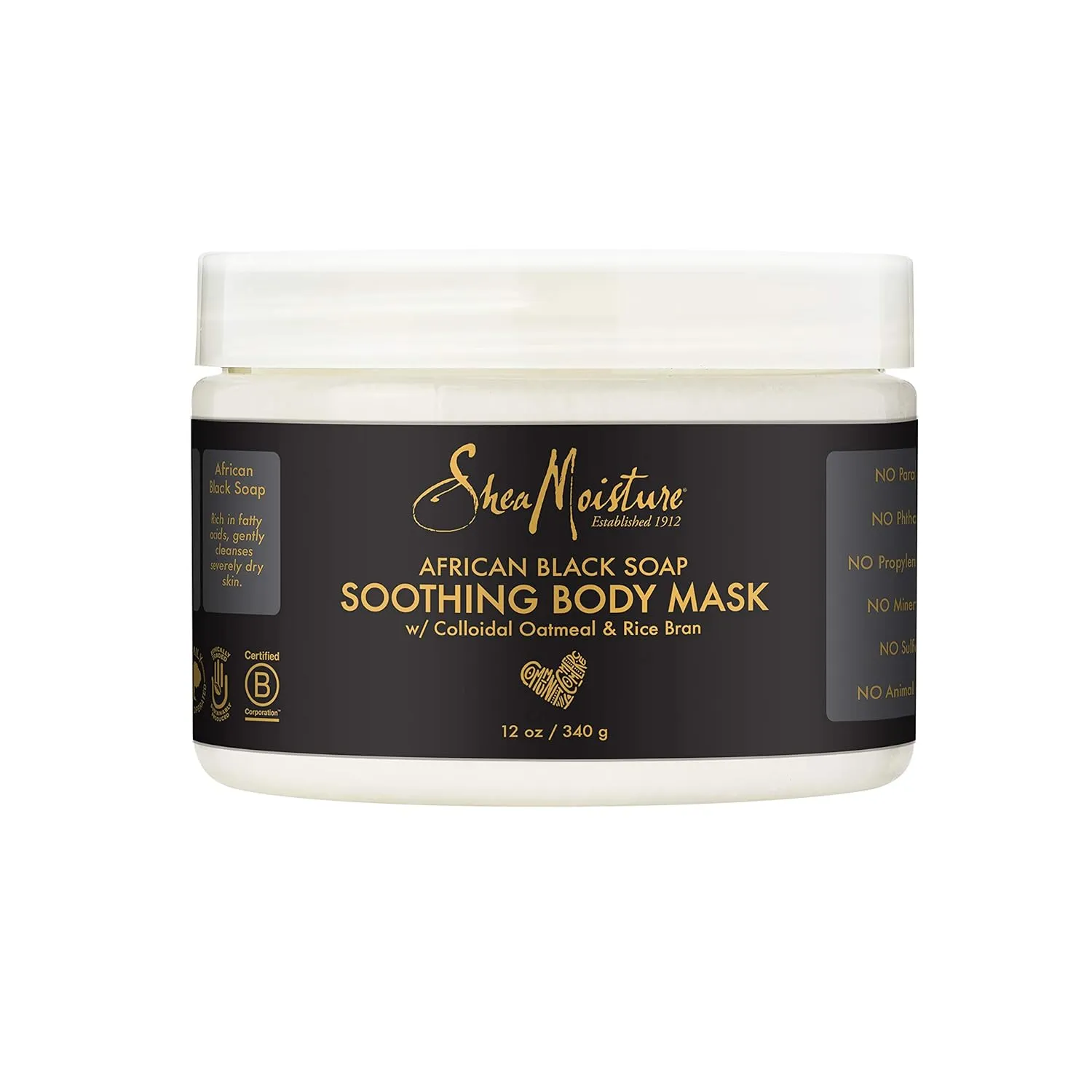 Sheamoisture Soothing Body Mask Body Mask for Sensitive Skin African Black Soap Body Mask with Shea Butter 12 oz