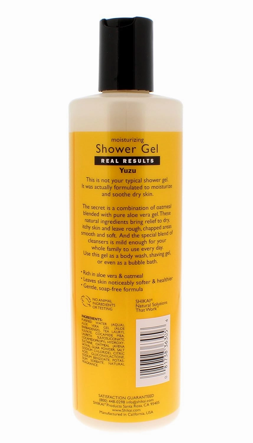 ShiKai Daily Moisturizing Shower Gel (Yuzu, 12oz, Pack of 3) | Gentle Formula | Aloe Vera & Oatmeal for Soft, Healthy Skin | Dry Skin Relief