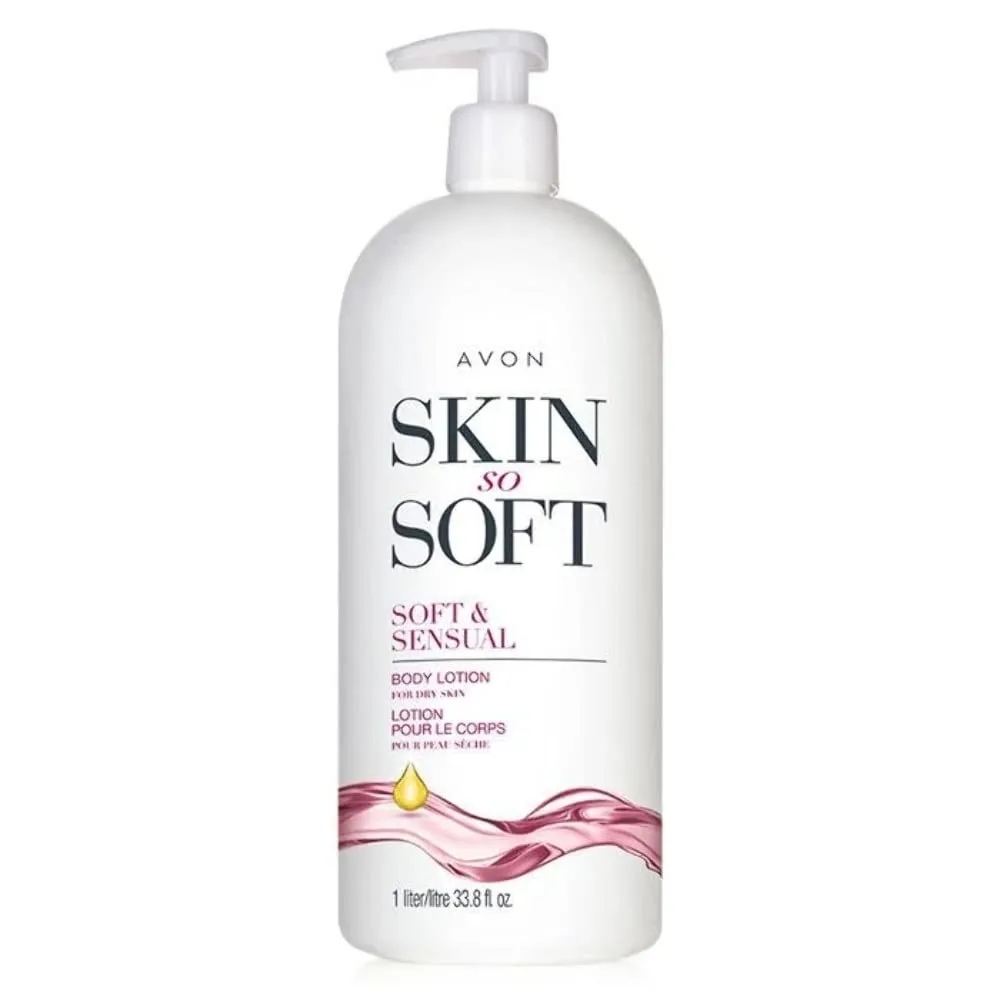 Skin So Soft Soft & Sensual Body Lotion by Avon, Bonus Size 33.8 fl oz with Pump, Ultra Moisturizing with Argan Oil, 24-Hour Hydration, Spicy Floral Scent, Dermatologist Tested