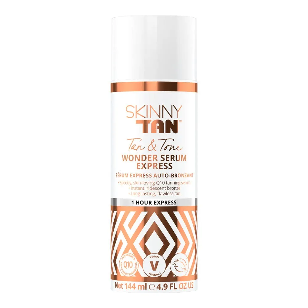 SkinnyTan Tan and Tone Wonder Serum Express - Hydrating Serum with Anti-Aging Q10, Aloe Vera, and Vitamin E - 1 Hour Express - 4.9 oz