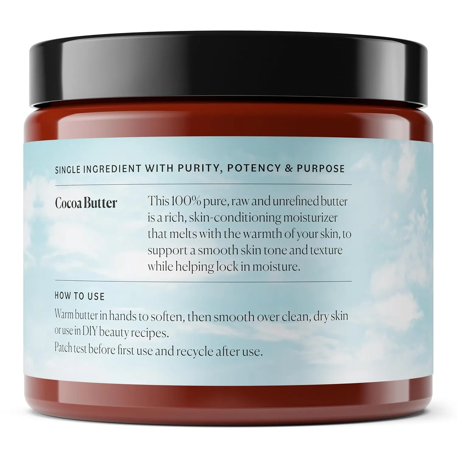 Sky Organics Cocoa Butter for Body, 100% Raw & Unrefined Ultra-Moisturizing Butter to Deeply Hydrate & Condition Skin, Promotes Smooth Skin Tone & Texture, Suitable for Tight or Extra Dry Skin, 16 Oz.
