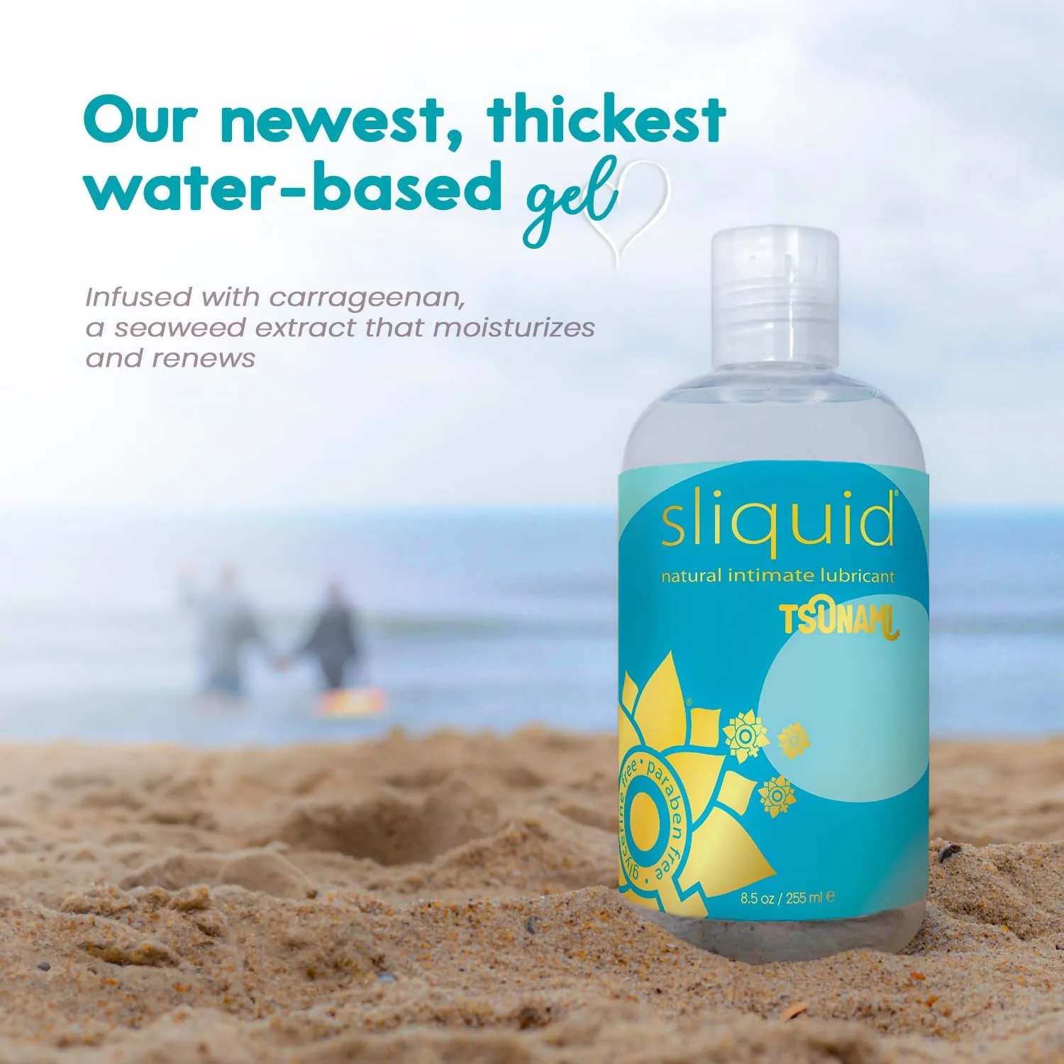 Sliquid Tsunami – Water-Based Lube, Thick Gel Infused with Moisturizing Seaweed Extract, Unscented Personal Lubricant, 8.5 Oz