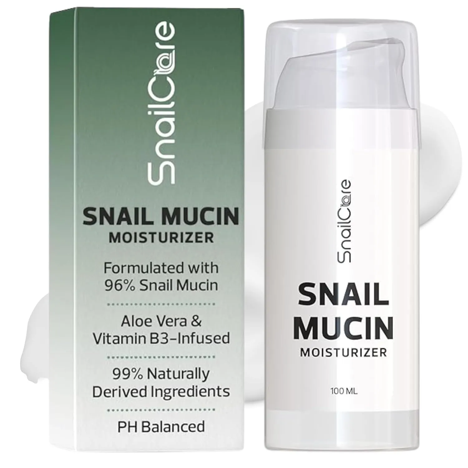 Snail Mucin 96% Moisturizer with Aloe, Nicacinamide, Snail Secretion Filtrate, 99% Naturally Derived Ingredients, crema de baba de caracol original 100ml Air Pump, Korean Moisturizer Skin Care