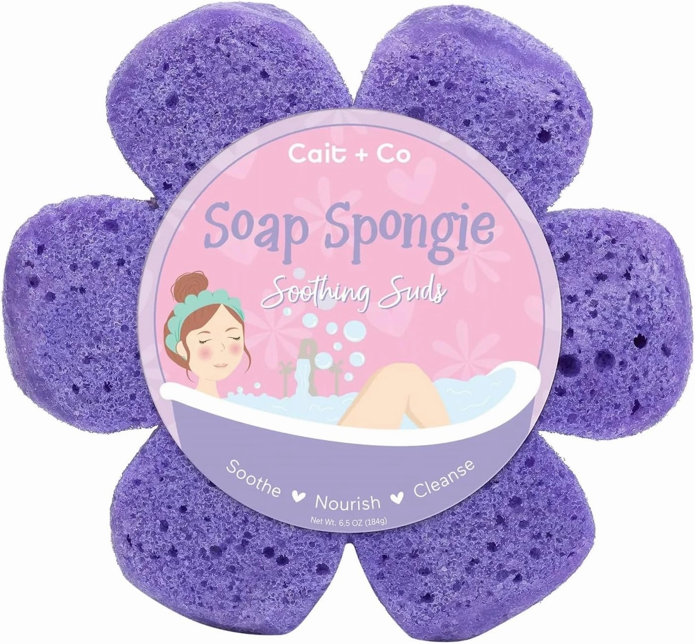 Soap Infused Body Sponge for Bath and Shower, 6.5 Ounce Scrubber with Moisturizing Shea Butter, Soothing Suds