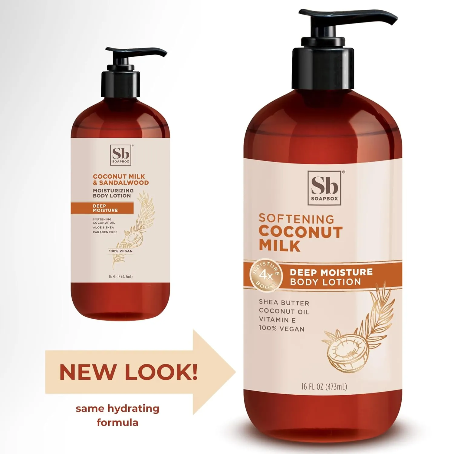 Soapbox Moisturizing Body Lotion, Coconut Milk & Sandalwood with Aloe and Shea Butter, Pack of 3 Hand Lotion Bottles, Vegan Skin Care Products, Moisturizer for Dry Skin, 3 Pack, 16oz Each