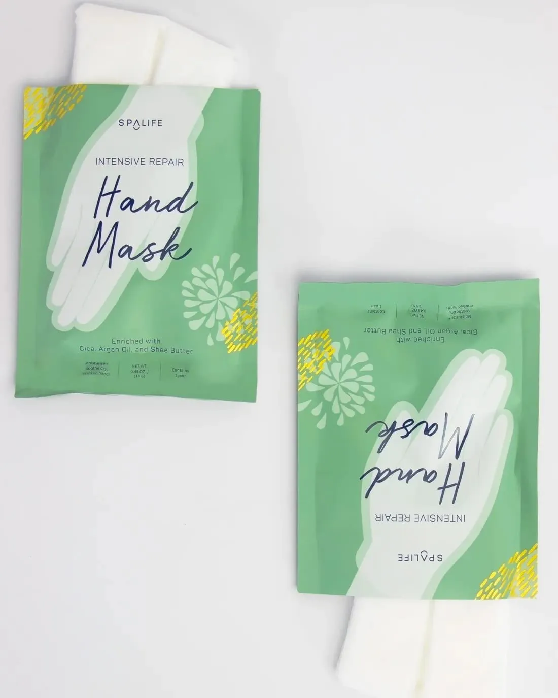 SpaLife Intensive Repair Ultra-Moisturizing Hand Masks with Cica, Argan Oil, and Shea Butter to Soothe dry, and Cracked Hands (8 PACK)