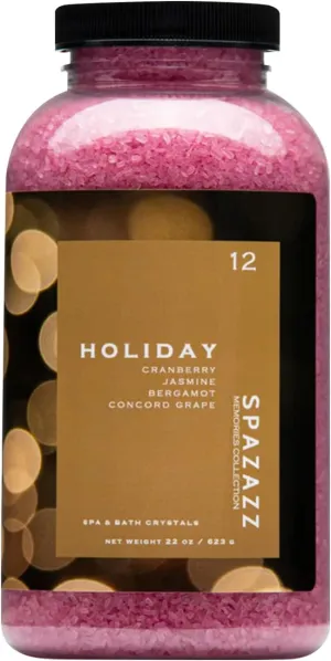 Spazazz Holiday Cranberry Jasmine Bergamot Concord Grape Spa and Bath Crystals - Memories Collection - 22 oz